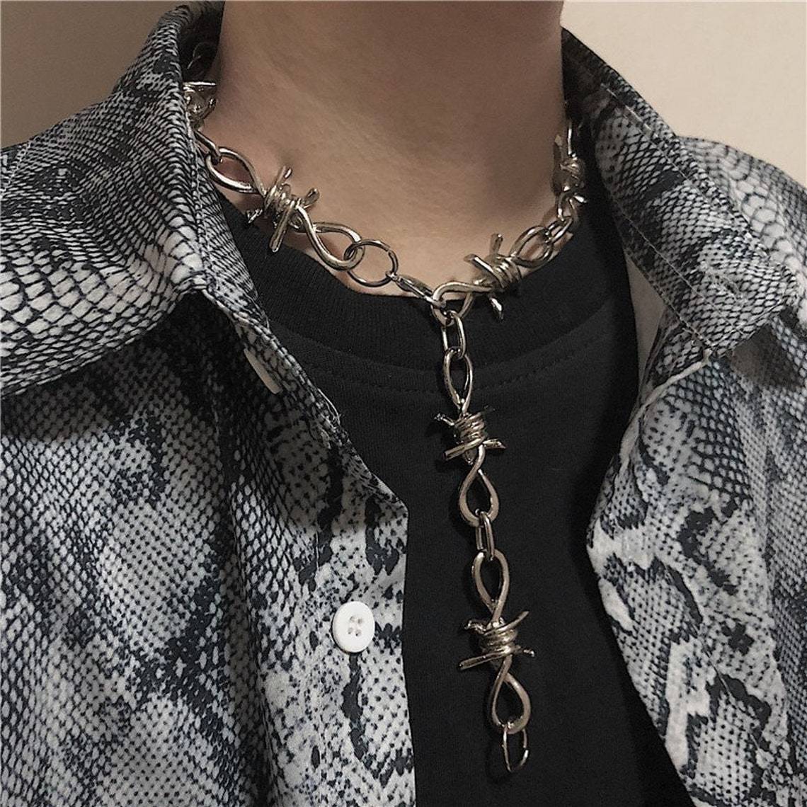 Gothic Punk Retro Expression Pendant Necklace Grunge Accessories_voghion.com