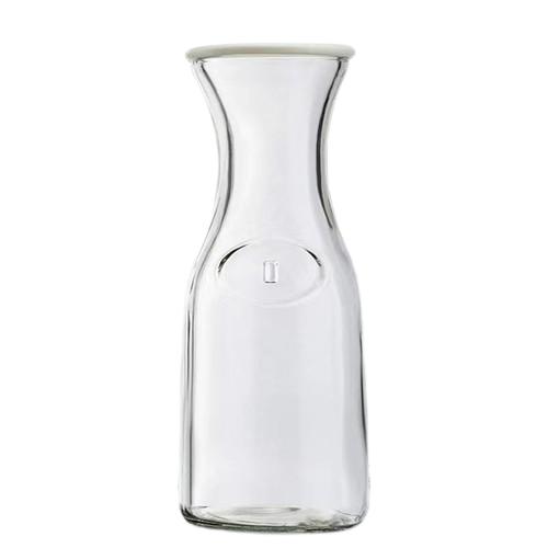 Drikkevandskande i glas med plastlåg, design med smal hals, 1 liters sæt med 4, klar_voghion.com