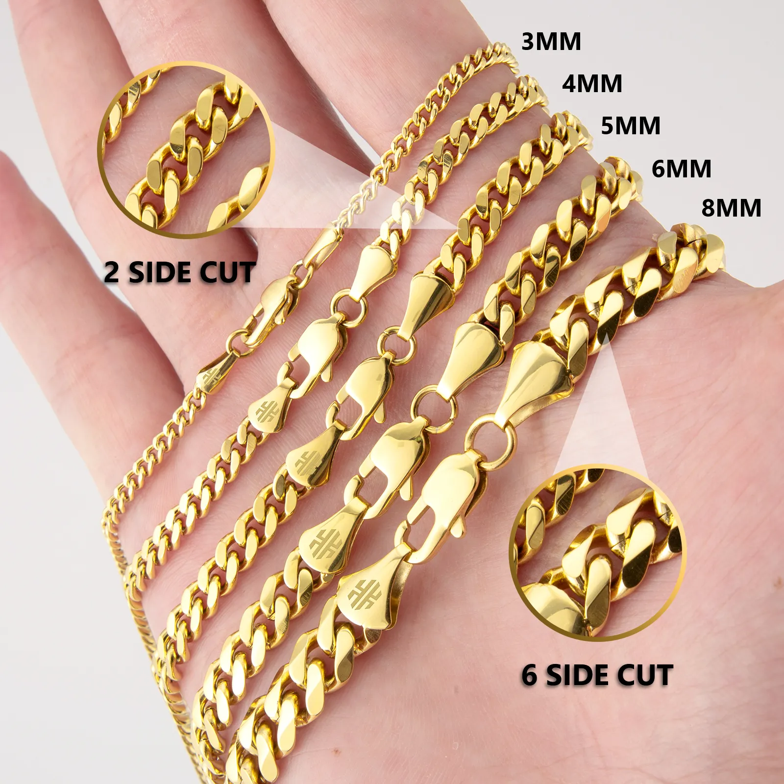 KRKC all'ingrosso 3mm 4mm 5mm 6mm 8mm 14k placcato oro in acciaio inossidabile Miami cubano maglia collana chiusura a moschettone catene da uomo_voghion.com