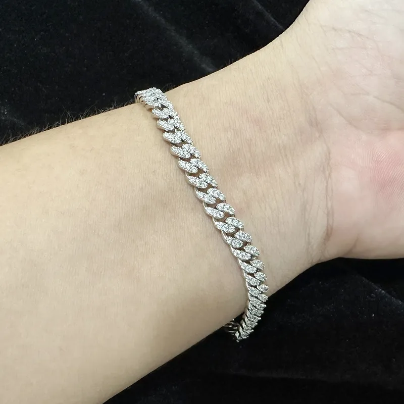 Bracciale a maglie cubane con moissanite VVS in argento sterling da 6 mm, gioielli da donna, collana con test del diametro_voghion.com