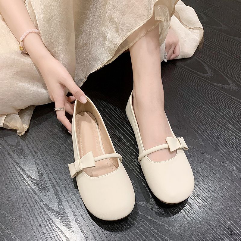 Gentle flat bean women's spring and autumn summer 2024 new shallow mouth soft sole not tired foot single shoes_voghion.com