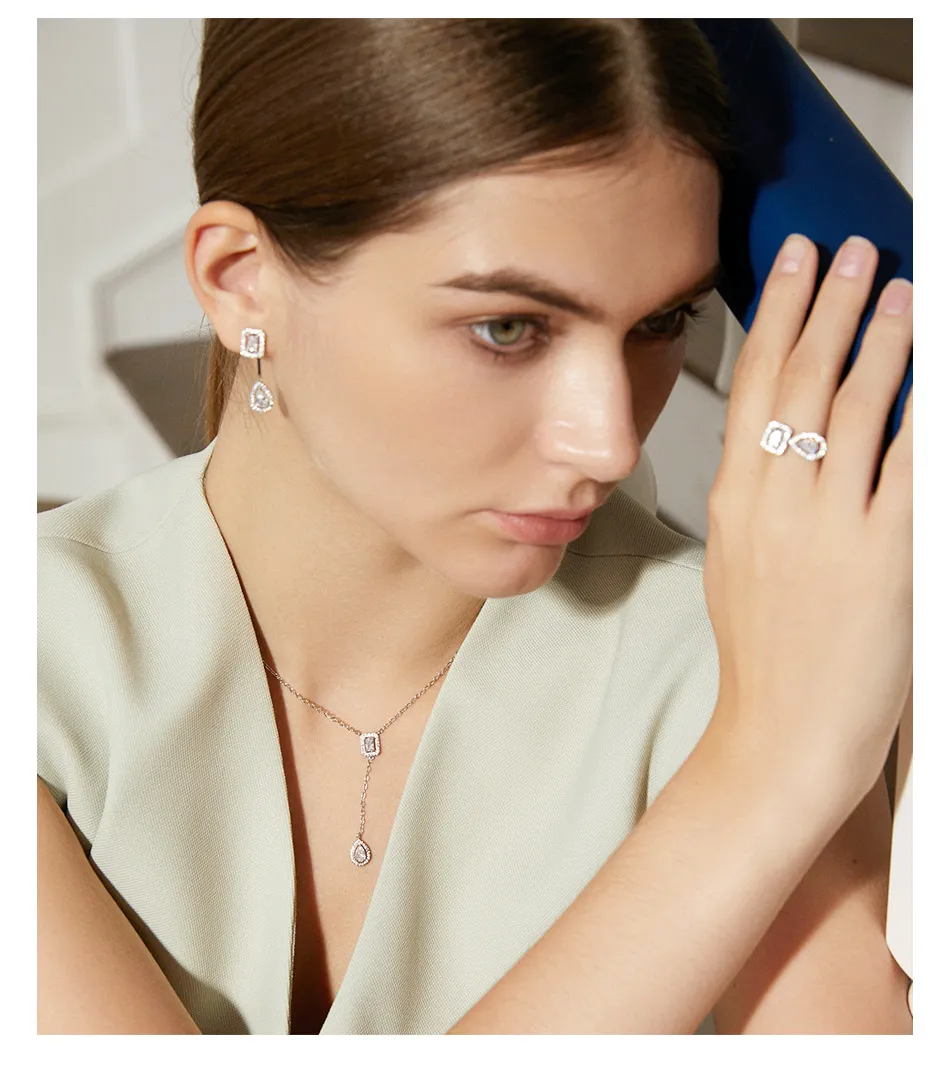 Collana con ciondolo di design per donna in rame placcato oro con set di zirconi AAA, goccia d'acqua, gioielli per feste di nozze, spedizione gratuita_voghion.com