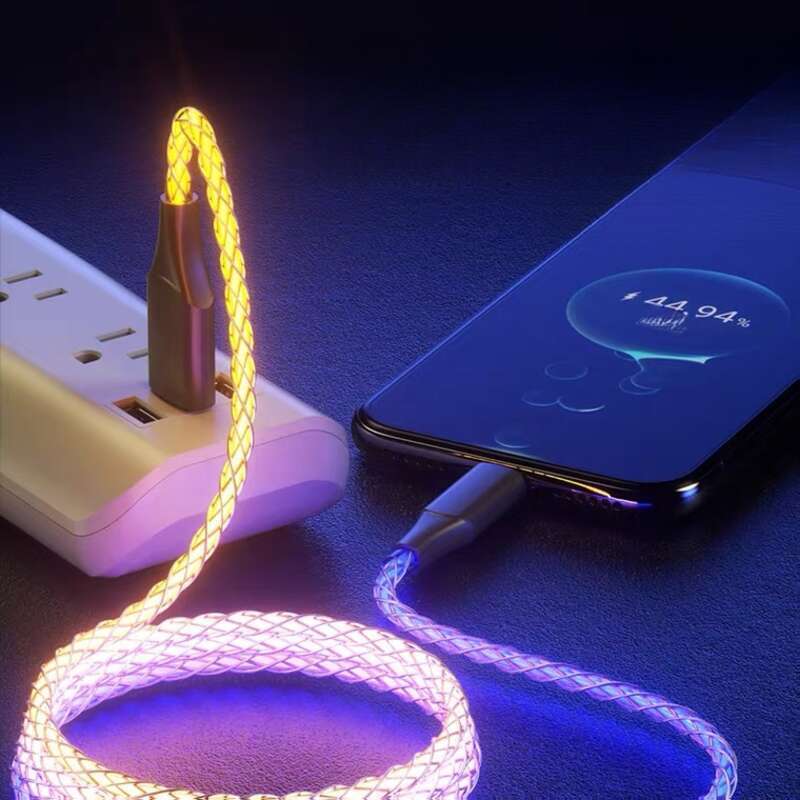 Flowing RGB Data Suitable For PD Fast Charging, Huawei TypeC Iridescent Car Charging Cable_voghion.com
