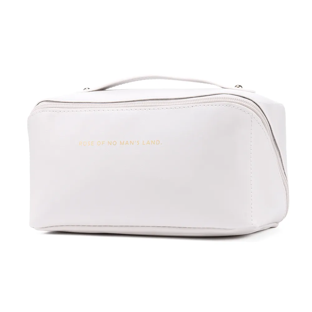 Trousse de maquillage en cuir pour femmes, grande capacité, organiseur de rangement pour pinceaux, idéal pour les voyages._voghion.com