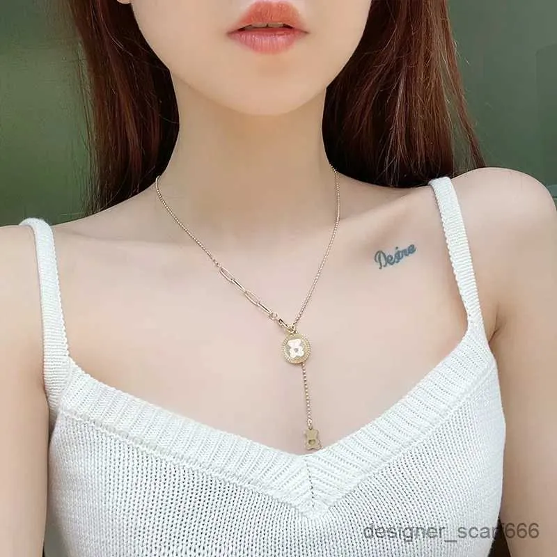 Collane con ciondolo carine per le donne, collana girocollo con orso in stile coreano, accessori per gioielli in acciaio inossidabile_voghion.com