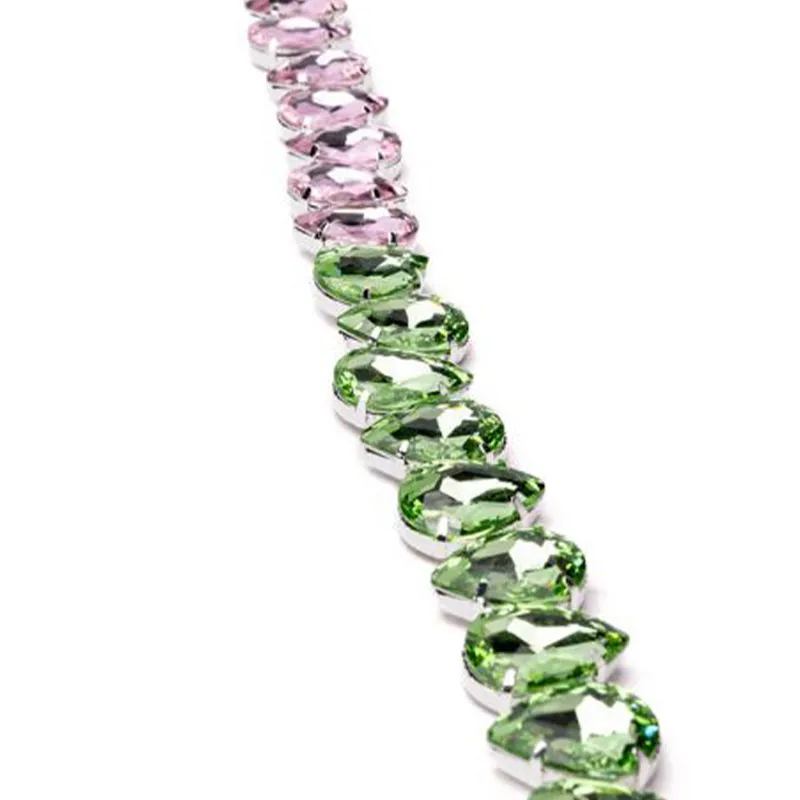 Chaînes Stonefans Mode 2024 Joli Collier Patchwork Vert Rose Pour Femmes Y2k Vintage Déclaration Collier Ras Du Cou_voghion.com