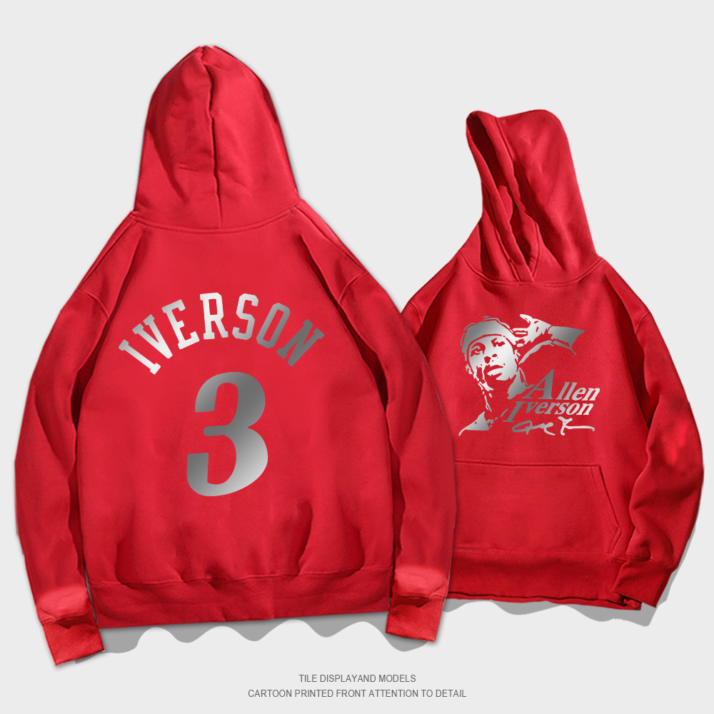 Felpa con cappuccio Y Iverson n. 3 da uomo, etichetta moda autunnale 76Ers, giacca con cappuccio con spalle larghe, tuta da allenamento_voghion.com