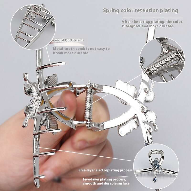 Temperamento: Farfalla di cristallo, Squalo di metallo grande, Alta qualità, Parte posteriore della testa, Capelli a disco, Fermaglio, Accessori, Multiplo_voghion.com