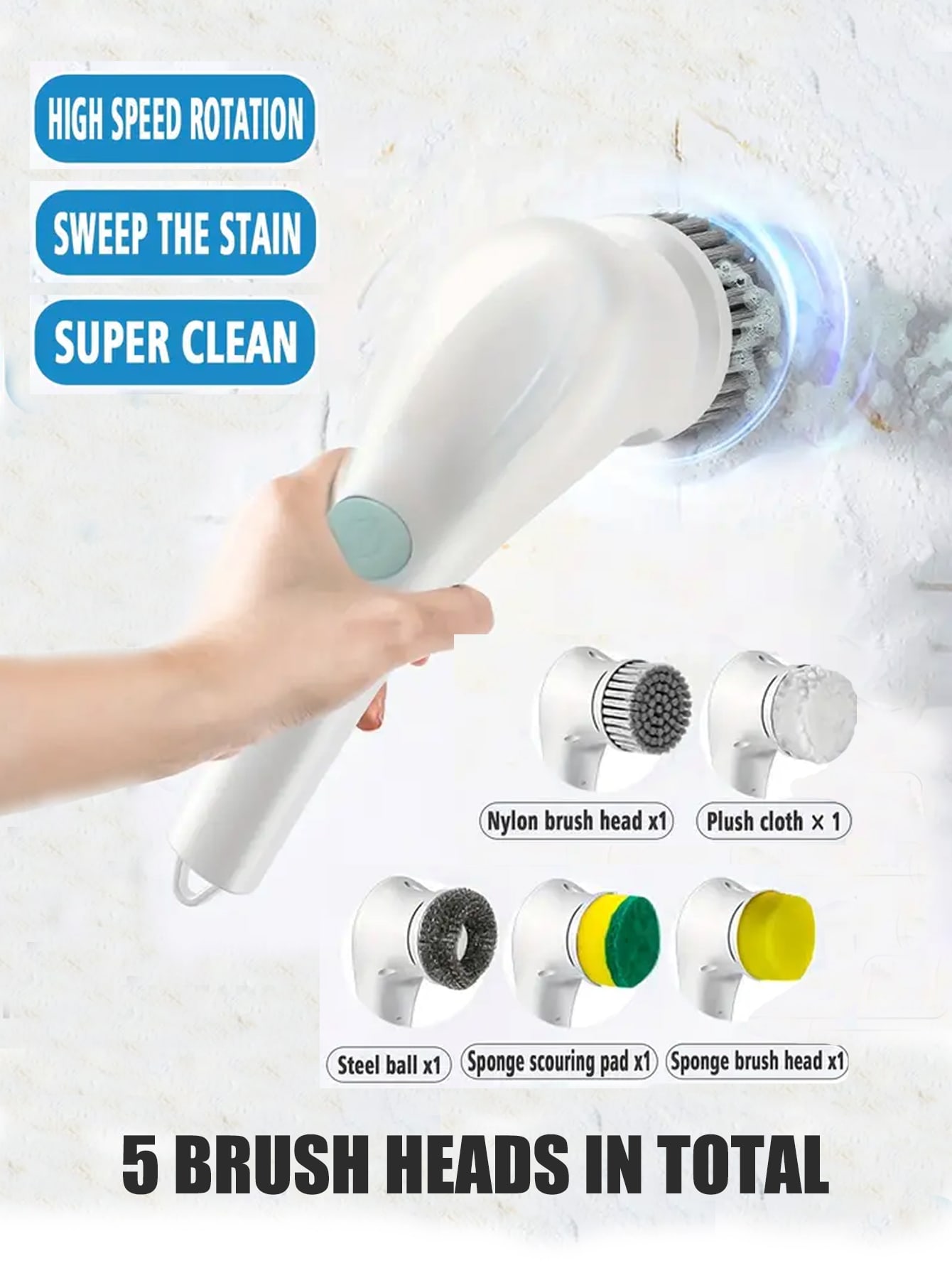 Épurateur électrique, équipement de cuisine, choses utiles pour la maison, brosse rotative, produits de nettoyage, araignée d'évier de salle de bains