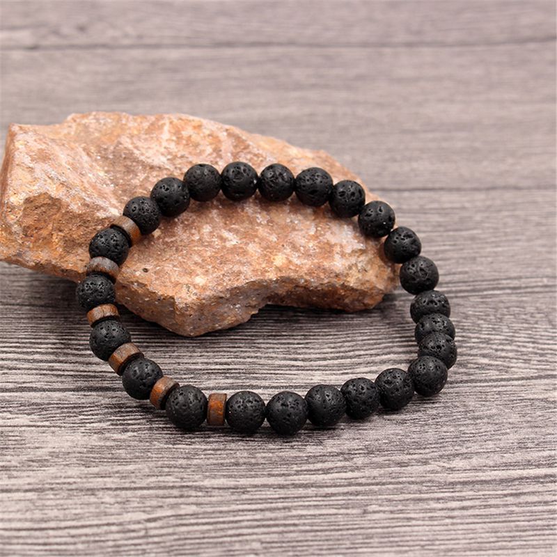 Armband mit glänzendem Vulkan-Schwarzeisenstein und Persönlichkeit für Paare im gleichen Stil_voghion.com