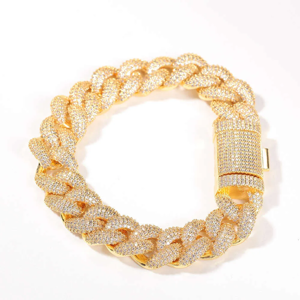 Full Dia Cuban Bracelet Men's 14mm Wide GRA Moissanite Dia Gold Sterling Sier Cuban Link Chain For Men Hip Hop_voghion.com