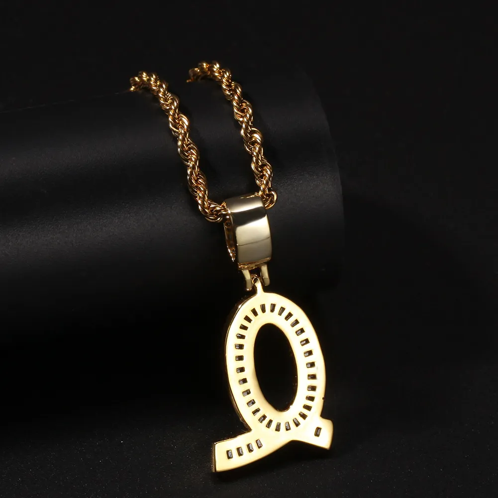 Nouveau collier pendentif personnalisé Bling Diamond A-Z Initial Letters Custom Name Iced Out CZ Zircon Gold Hip Hop Rapper_voghion.com