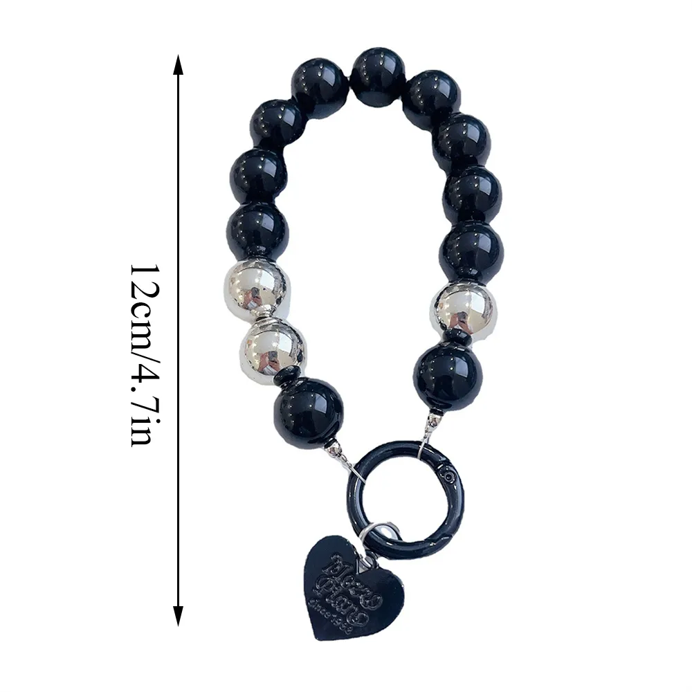 INS Fashion Beaded Lanyard Anti-Lost Bracelet For Mobile Case Wrist Strap Car Keychain Cute Phone Charm_voghion.com