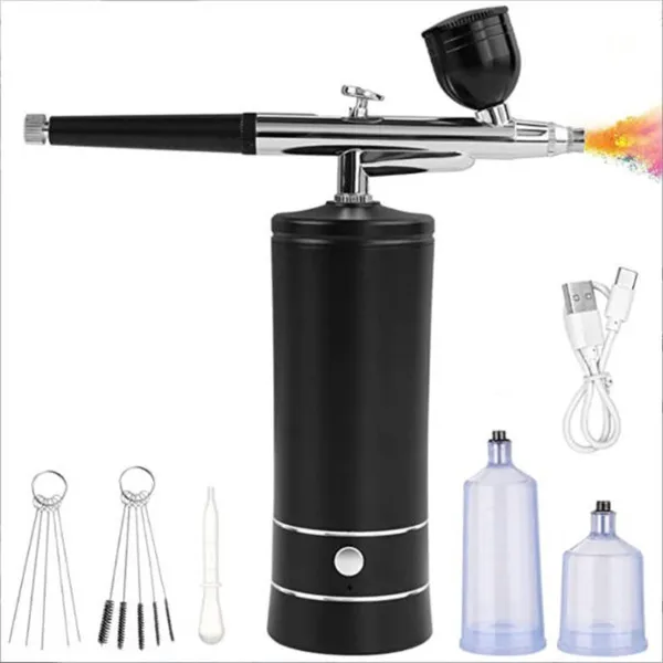 Portable Mini Airbrush Kit With Built-in Compressor Spray Gun_voghion.com
