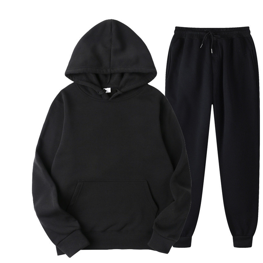 Sweat à capuche en polaire pour hommes, ensemble de pull de sport de couleur unie, à la mode, nouvelle collection 2024