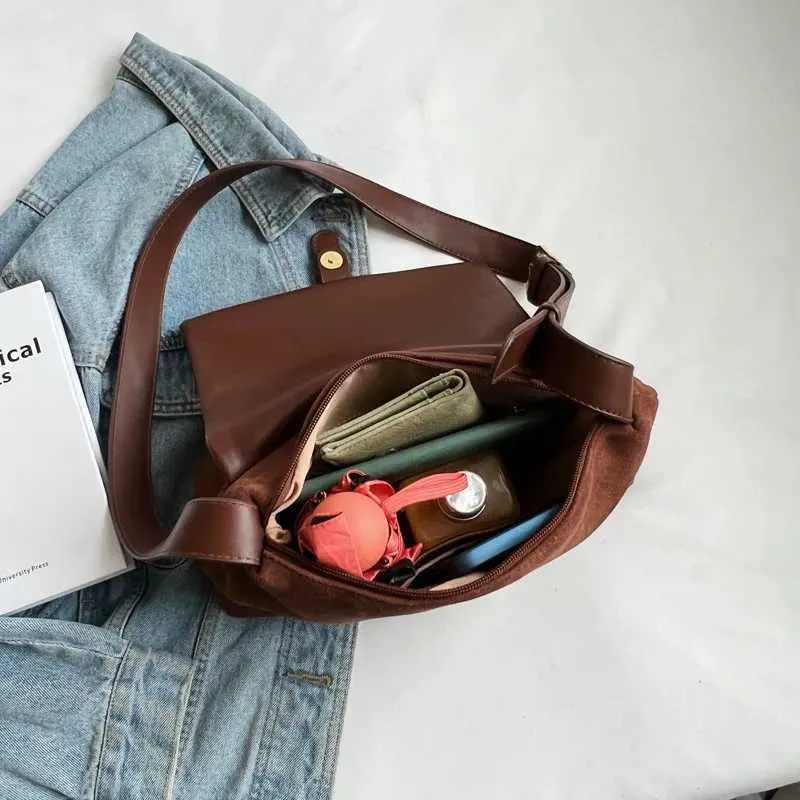 Damen Wildleder Umhängetasche Und Messenger Bag Schultertasche_voghion.com