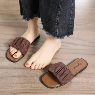 Papuci de plajă cu o singură linie, de la haute couture franceză, pentru femei, de vară, Ins 2024, noi sandale de plajă cu fund plat_voghion.com