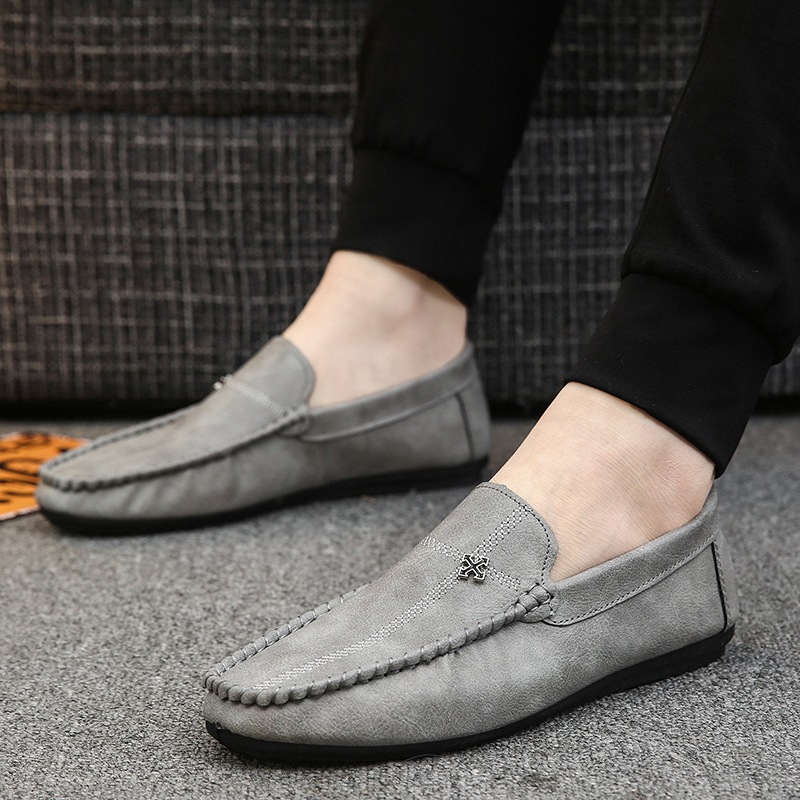 2025 Low Cut Casual Leather Bean For Spring New British Soft Soled Driving Men's With Foot Covers, Lazy And Trendy Shoes 1210_voghion.com