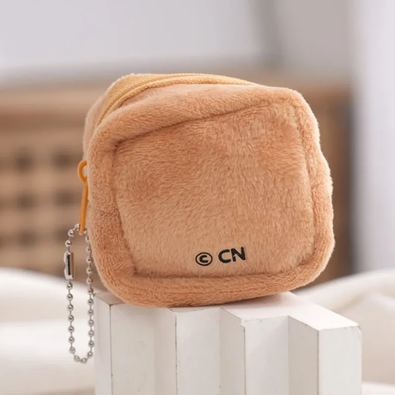 Porte-monnaie en peluche tridimensionnel avec fermeture éclair pour femme, motif ours mignon, porte-monnaie pour écouteurs, portefeuille, porte-clés_voghion.com