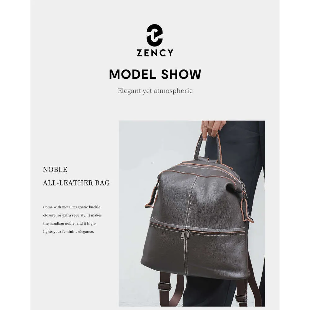 Zaino da viaggio classico in vera pelle da donna Zency, grande capacità, per iPad, A4, laptop, borsa a tracolla da donna con_voghion.com