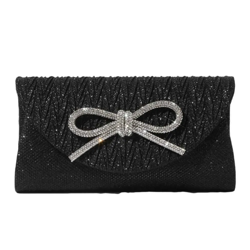 Elegante pochette con fiocco in cristallo scintillante da donna, con busta, per cena, sera, matrimonio, festa, ballo, portafoglio Y241019_voghion.com