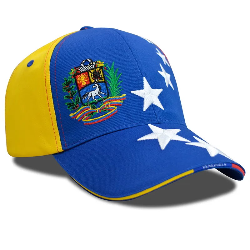 Høj kvalitet kasketter Gorras bomuld twill baseball broderi 7 stjerner Venezuela sportskasket kvinder mænd hatte_voghion.com