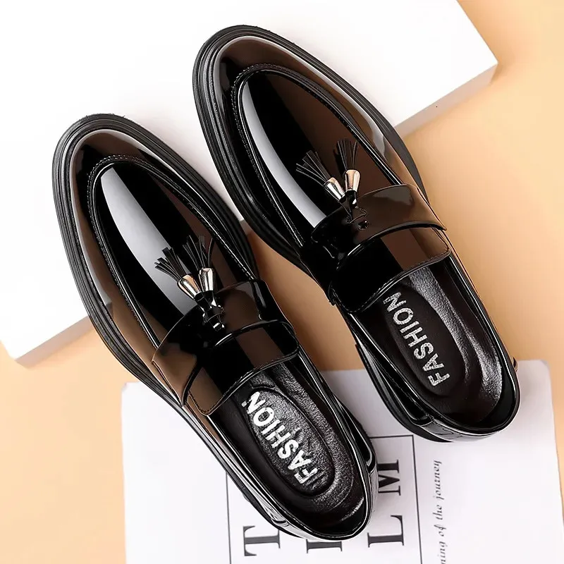 Herren Business Kleid Casual Fashion Elegante formelle Schuhe Slip-on Abend Loafer Party Quaste Lederschuhe Hochzeit 240614_voghion.com