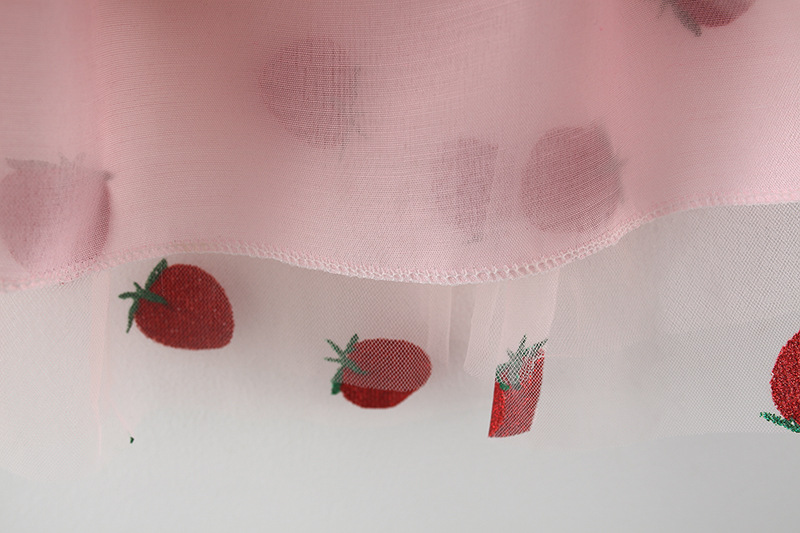 Neugeborenen Kleid Sommer Prinzessin Kleid Koreanischen Stil Erdbeere Stickerei Mesh Bowknot Denim Kleid Kinder Kleidung Senden Hut_voghion.com