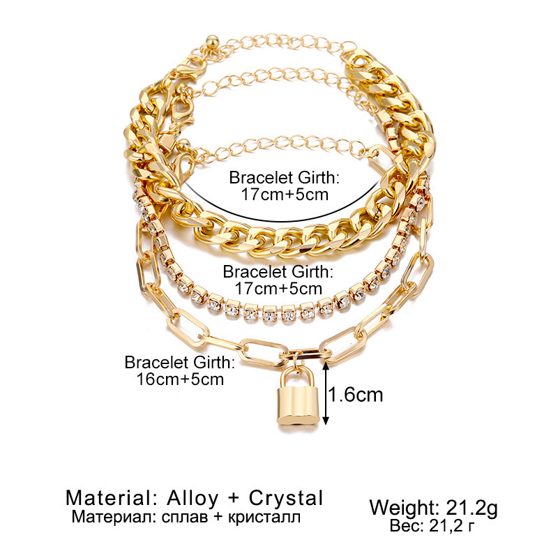 Punk with Diamond and Butterfly Layered Chain Jewelry Hip Hop Multi Layer OT Bracelet_voghion.com