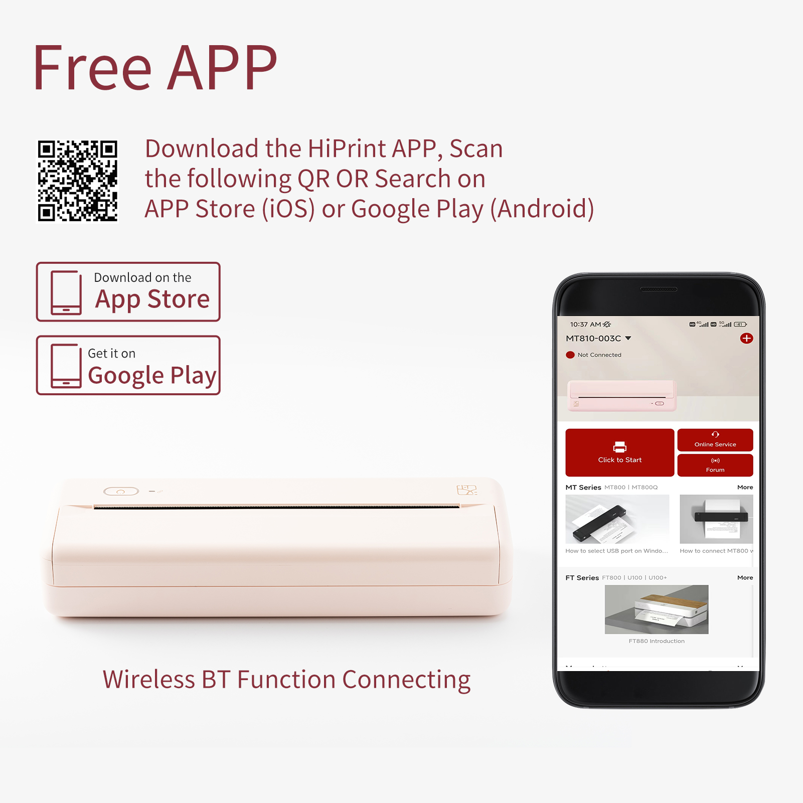 A4 kaasaskantav termoprinter või termopaberi printimise juhtmevaba BT Connect ühildub iOS-i ja Androidi mobiilse fotoprinteriga_voghion.com