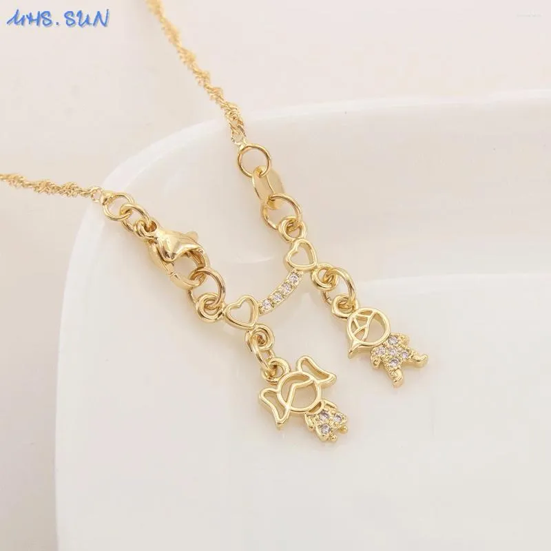 Chaînes MHS.SUN Mode Zircone Cubique Filles Garçon Pendentifs Chaîne Collier Plaqué Or Femmes Ras Du Cou Pour Bijoux De La Mère_voghion.com
