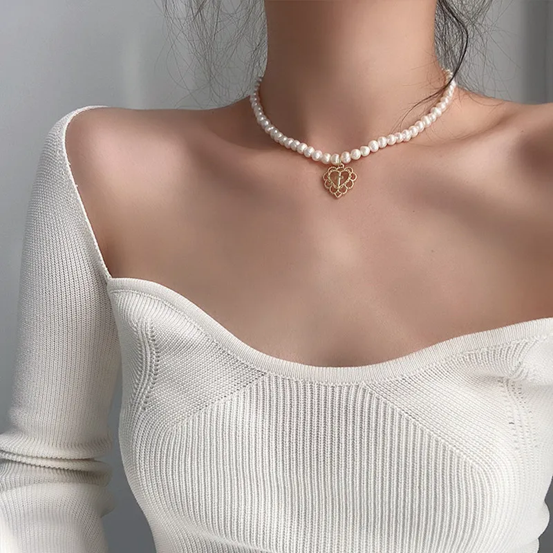 Anhänger Halsketten Einfache Perlenkette Choker Halskette Kristallblatt Quaste Für Frauen Mode Sex Schmuck Prom_voghion.com