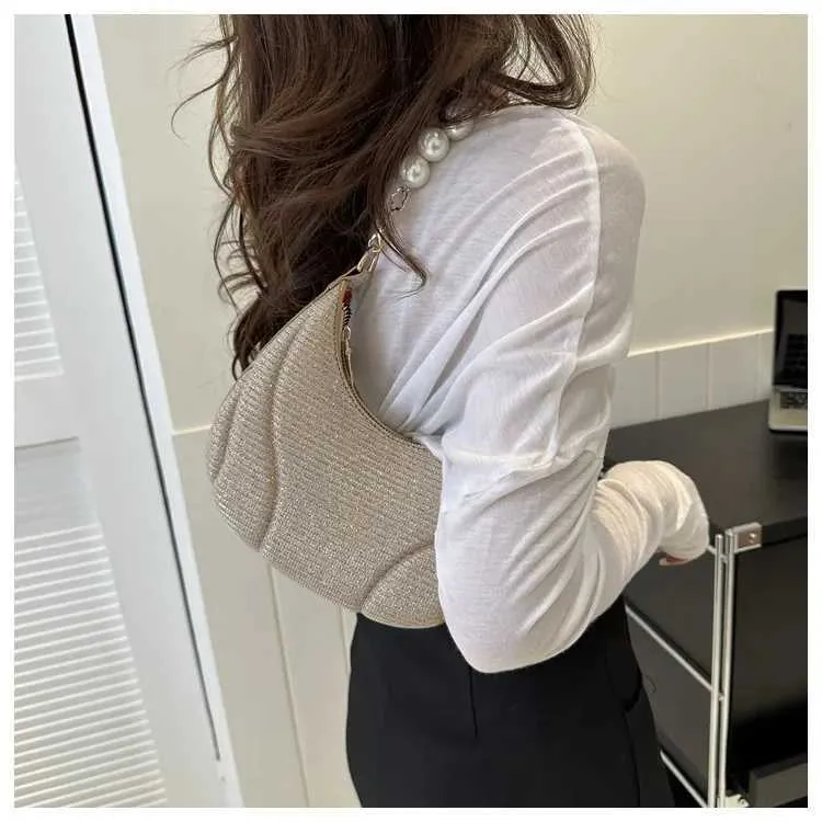 Sac à bandoulière simple en cuir PU pour femme avec chaîne en perles pailletées de couleur unie Ba241214_voghion.com