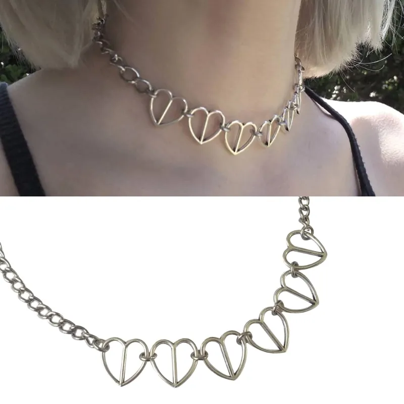Colier cu inimă goală pentru femei, stil Choker, cadou pentru iubita, bijuterii, lanț, guler_voghion.com