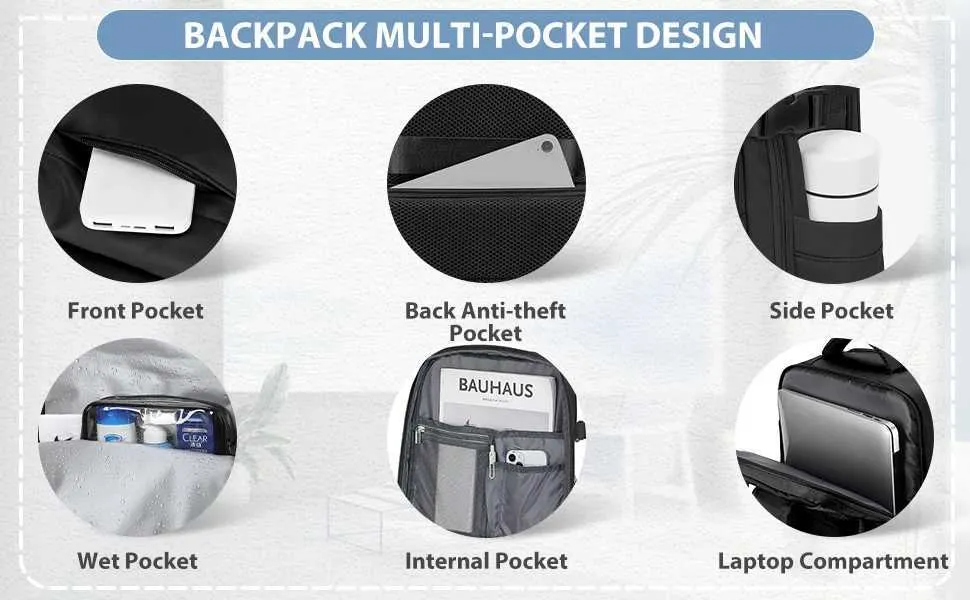 Reiserucksack für Damen und Herren, Handgepäck mit USB-Aufladung, TSA-Laptop-Rucksack, 15,6 Zoll, Business, Wandern, lässiger Tagesrucksack C241031_voghion.com