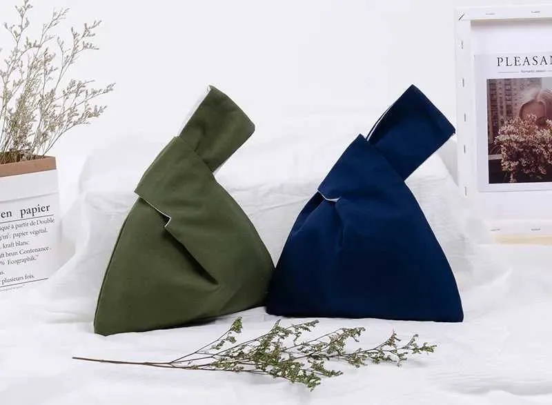 Borsa da shopping leggera riutilizzabile ecologica in cotone Wens Knot Wrist, porta monete Y241106_voghion.com