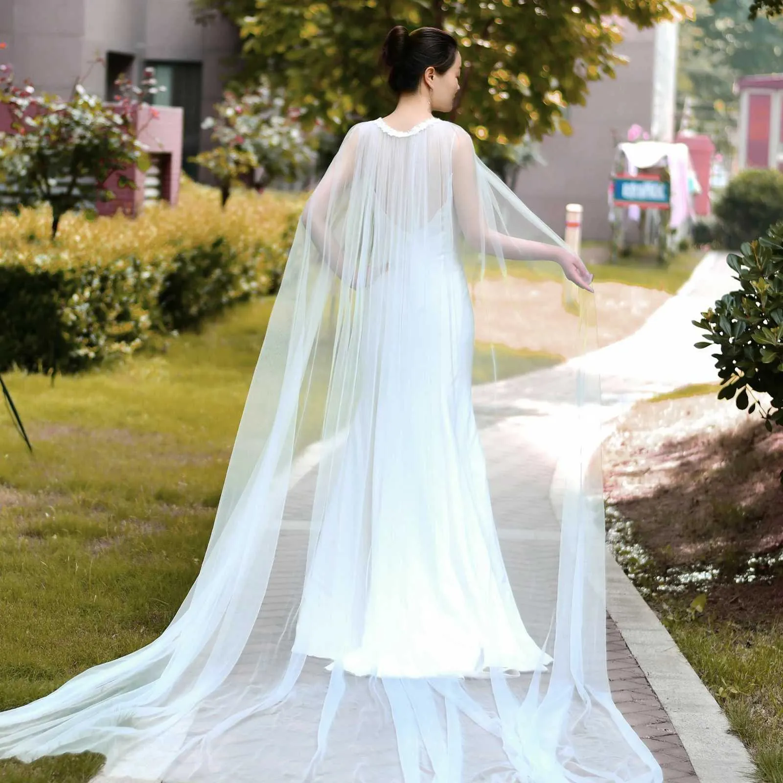 Gioielli per capelli Donna VG28 Mantello elegante Mantello Velo Semplice Bolero da sposa Morbido scialle in tulle Abito da sposa Accessori per_voghion.com