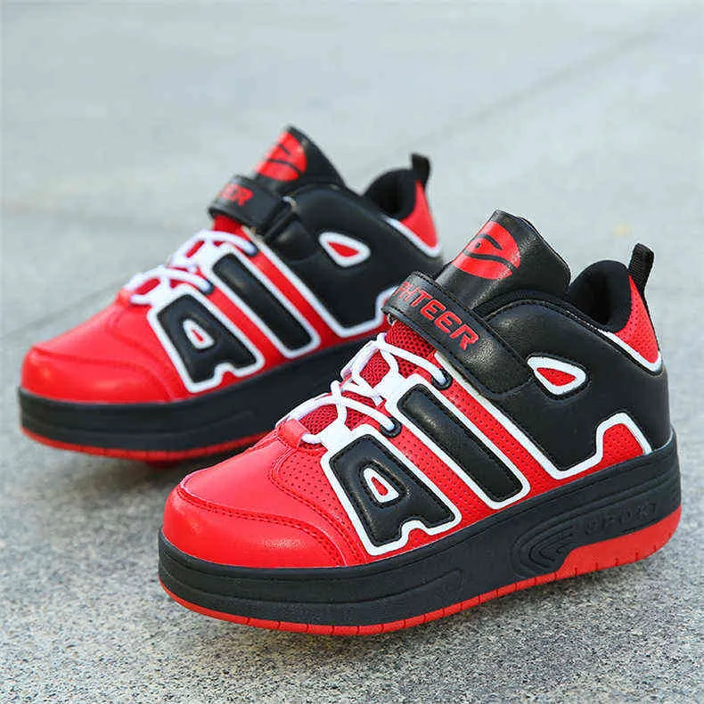 Chaussures de sport à roulettes avec deux roues pour enfants garçons filles mode tennis enfants garçon fille patinage roue sneaker_voghion.com