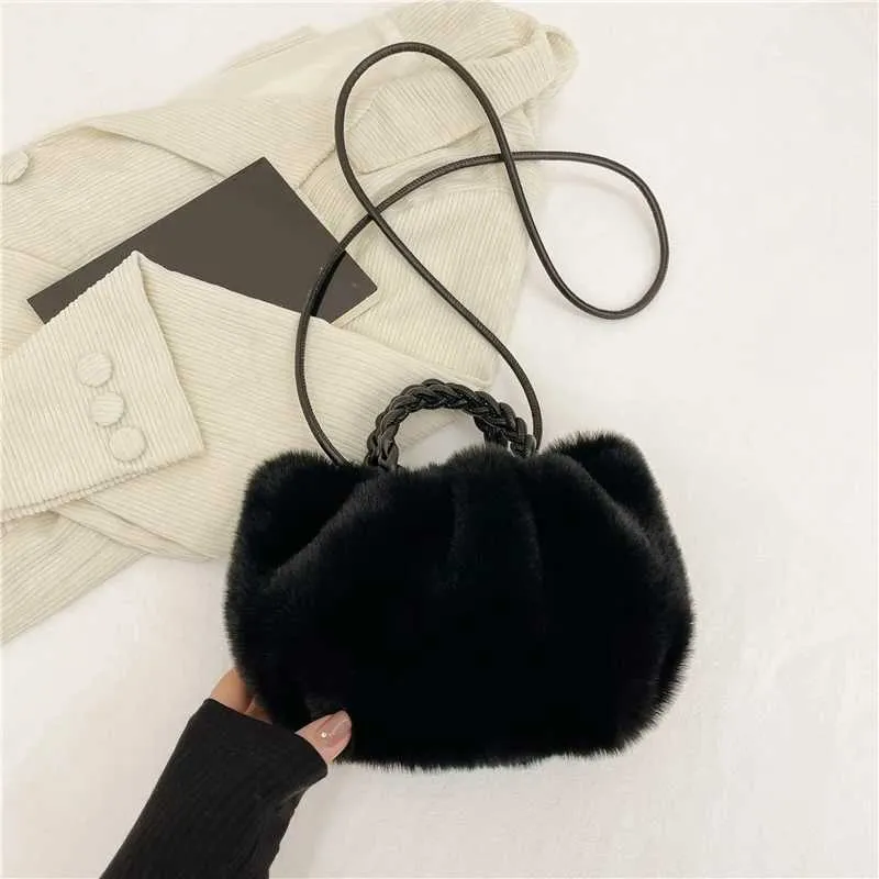 Sac à bandoulière multifonctionnel en fourrure pour femme, sac à main seau à la mode, sacs à bandoulière en peluche douce, mode fourrure nuage_voghion.com
