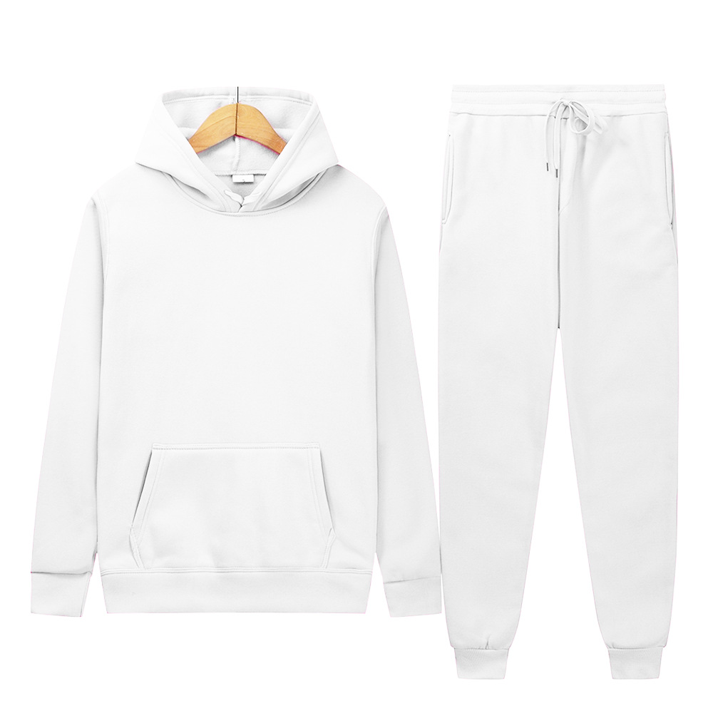Sports Clothing Men's And Women's Sports Sweatshirt Set Solid Color Light Plate Fleece Hoodie + Trousers_voghion.com