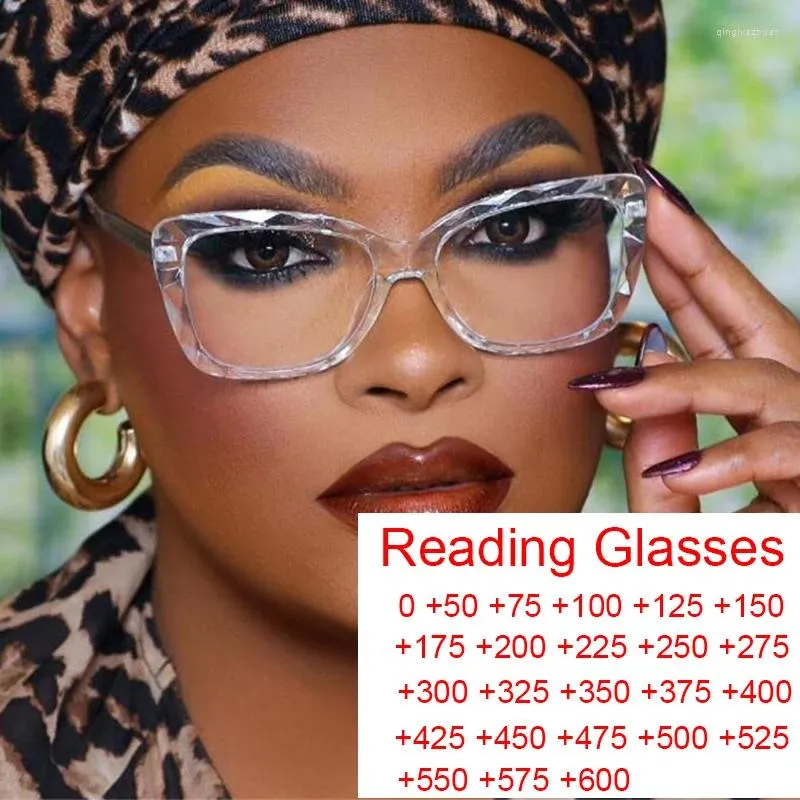 Sunglasses Female Reading Magnifying Glasses Transparent Square Frame Brand Designer Computer Anti-fatigue Presbyopia_voghion.com