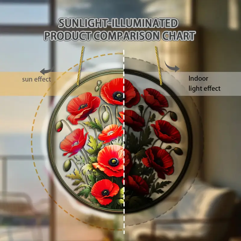 Scarlet Blooms Suncatcher - 8" Acrylic Floral Art. Springtime Decor For Porch Or Heartfelt Mother's Day Gift._voghion.com