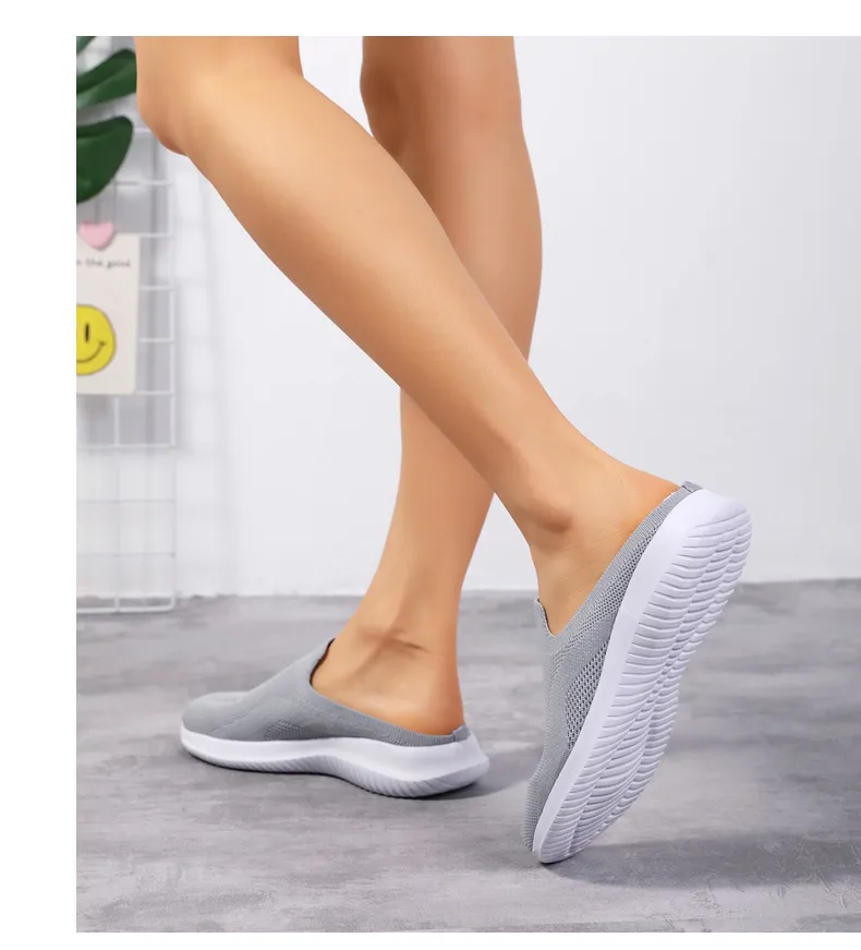 2022 NEW Mesh Slip-On Shoes Sneakers Women Summer Casual Slippers Lightweight Big Size Breathable_voghion.com