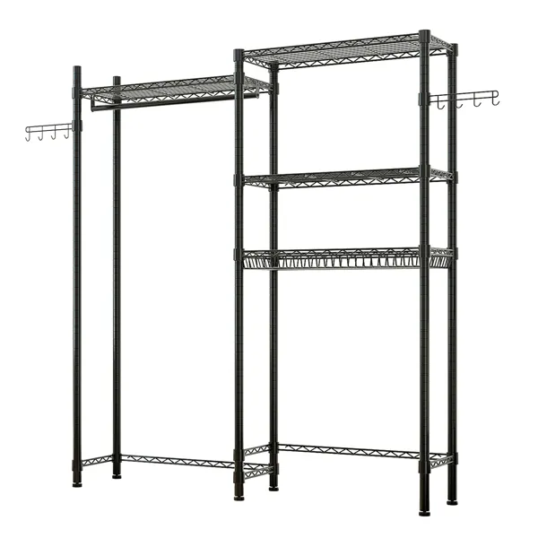 The Washer And Dryer Storage Shelf, , Bathroom Space Saving Rack, Closet Organizer Metal Garment Rack Portable Clothes Hanger Home Shelf_voghion.com
