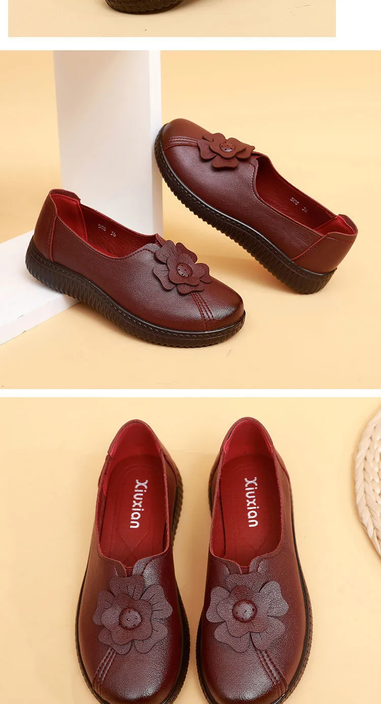 2022 Retro Loafers Frauen Wohnungen Slip auf Frau Frühling Herbst Flach Weiche Mama Casual Schuhe Schwarz_voghion.com
