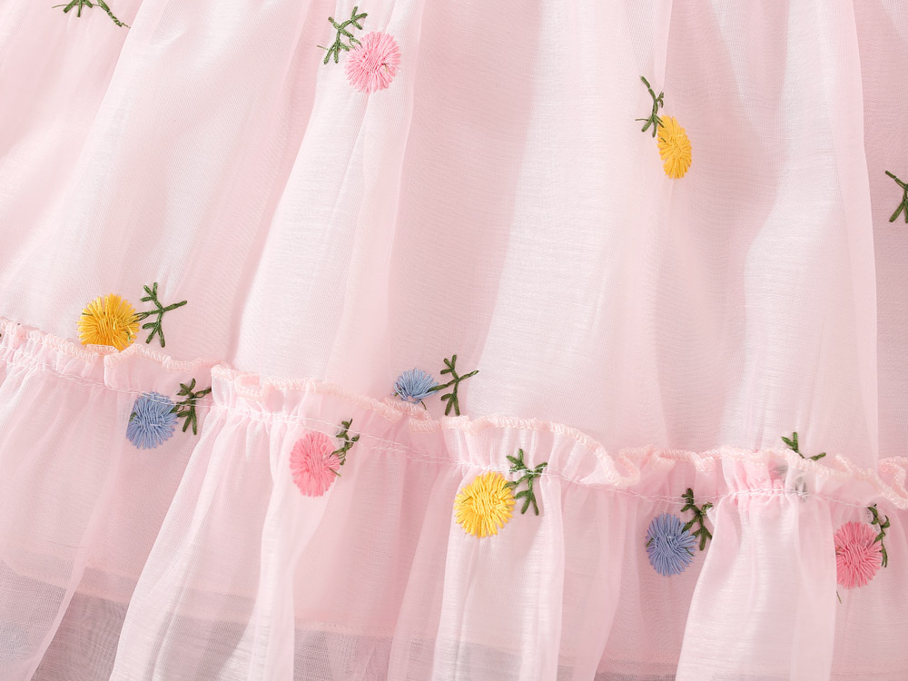 Summer Baby Clothes Puff Sleeve Flower Embroidery Beauty Bow Dress Children's Dress_voghion.com
