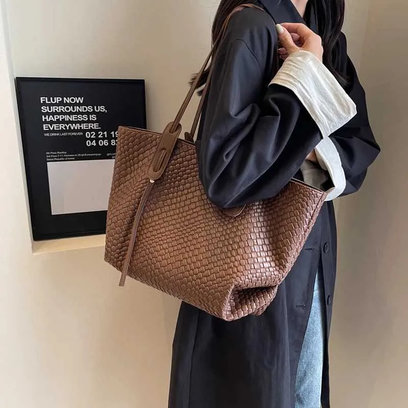Borse a mano di grande capacità per le donne 2023 inverno PU pelle tendenza moda borsa a tracolla laterale vintage shopper shopping ufficio_voghion.com