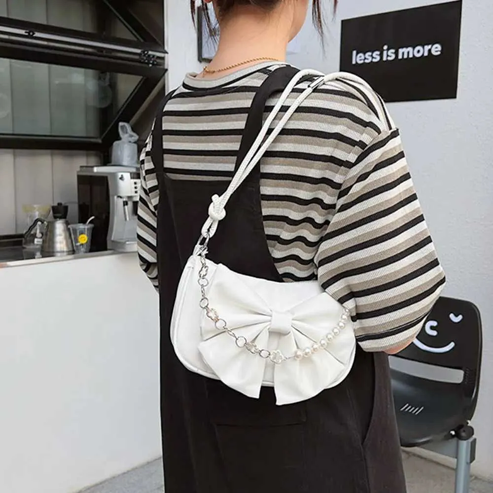 Mode perle bogen schulter achselhöhle täglichen pendeln lässige handtasche solide business tasche Y241123_voghion.com