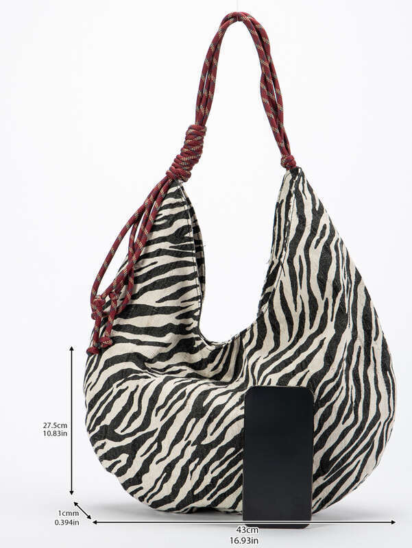 Animal Shoulder Fall New Zebra Print Canvas Moon Armpit Bag_voghion.com