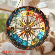 Nautical Compass Suncatcher - 8" Acrylic Art. Colorful Window Decor For Home Or Office, Perfect As A Thoughtful Gift._voghion.com